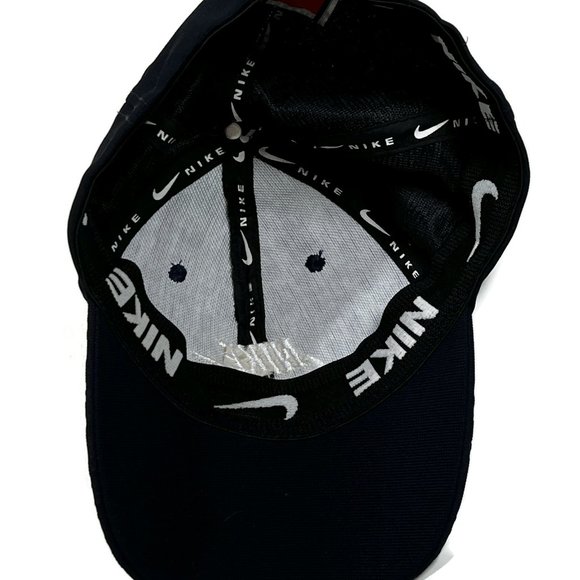 Nike Sports Vintage Hat Blue Cap Stretch Fit 3D Textured Red Label - Picture 6 of 8